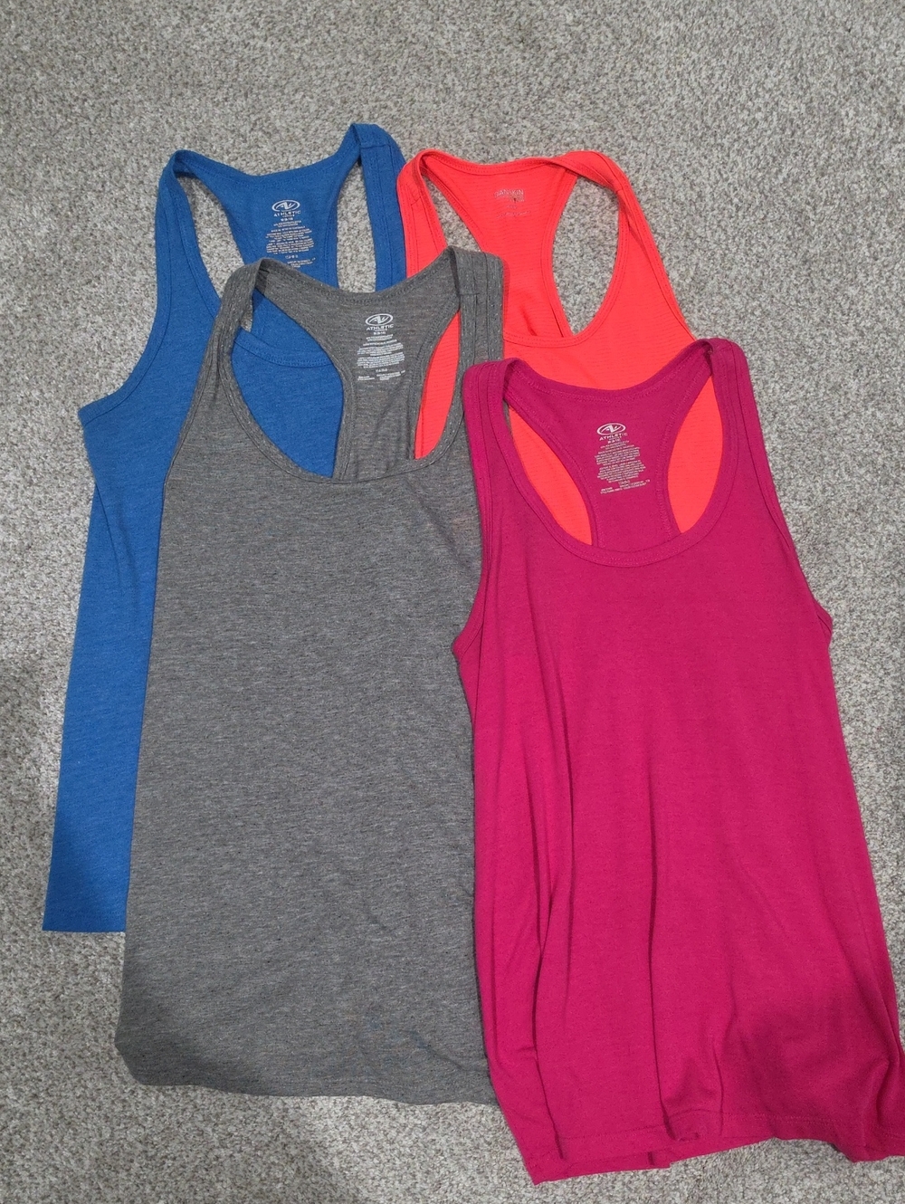 Athletic Racerback Tank Top - Blue, Gray, Pink, Coral. | Medium